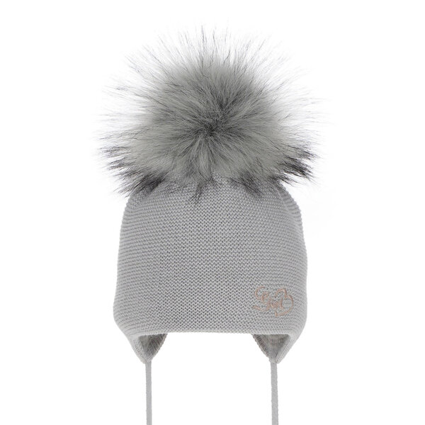 Girl's winter hat grey Tessa with pompon