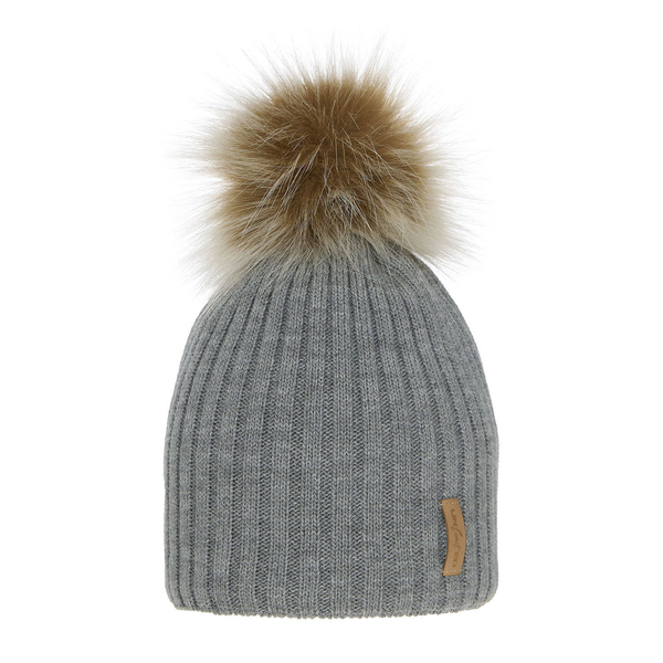 Girl's winter hat grey Werbena with pompom