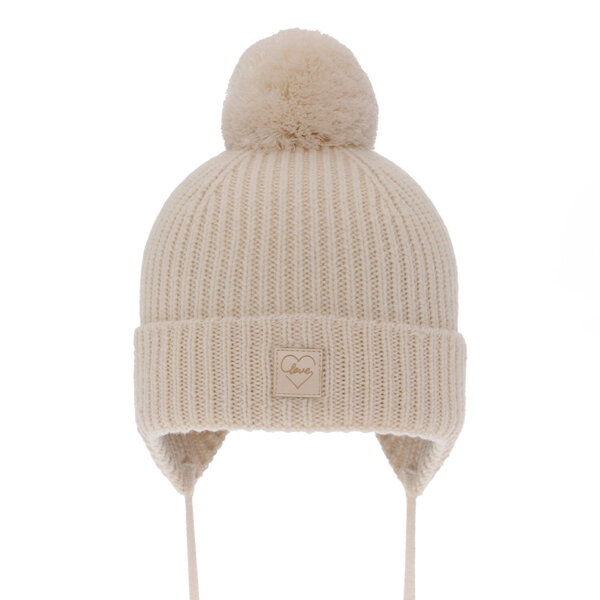 Girls' winter hat pink 100% extra fine merino wool, lined with wool fleece Havana