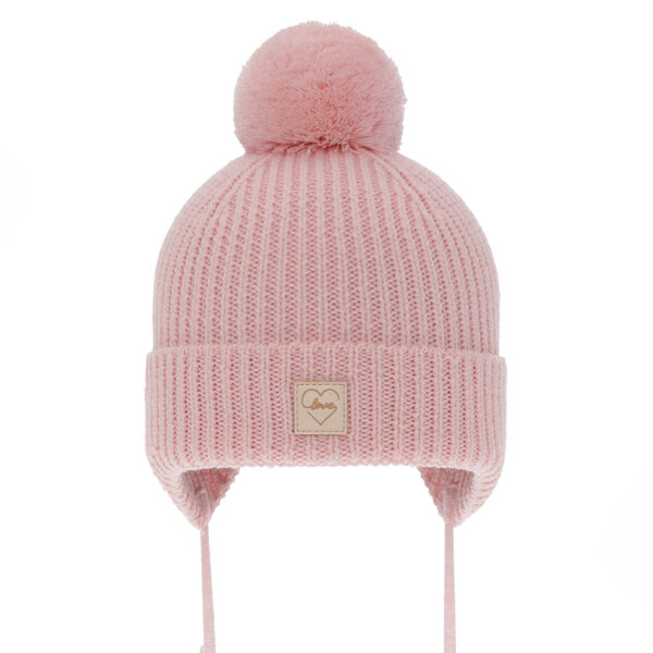 Girls' winter hat pink 100% extra fine merino wool, lined with wool fleece Havana