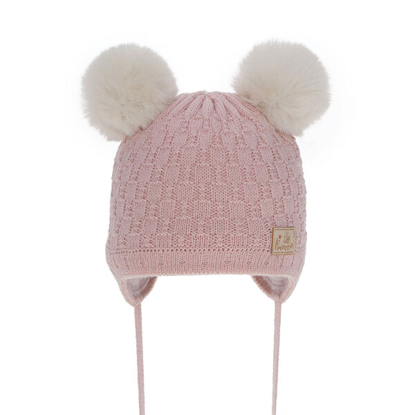 Girl's winter hat pink Emila with pompom