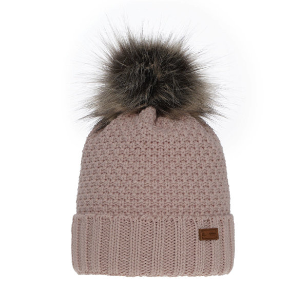 Girl's winter hat pink Pola with pompom