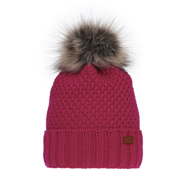 Girl's winter hat pink Pola with pompom