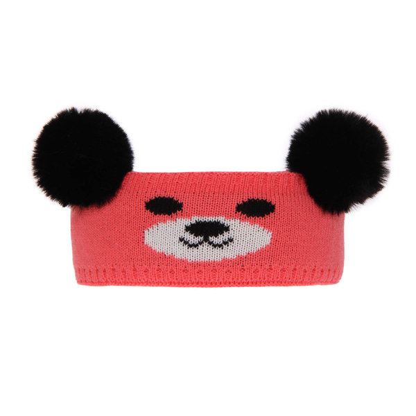 Girl's winter headband red Sissi with two pompom