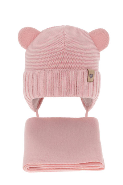 Girl's winter set: hat and scarf in pink Alice