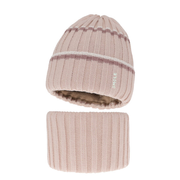 Girl's winter set: hat and tube scarf beige Judit