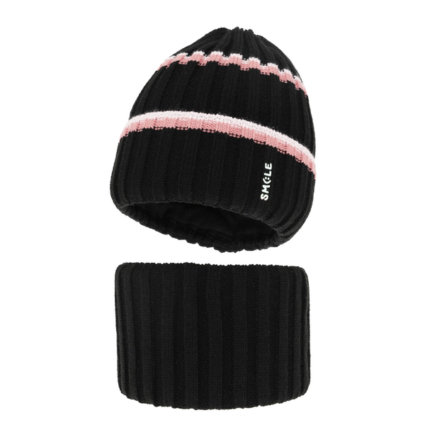 Girl's winter set: hat and tube scarf black Judit