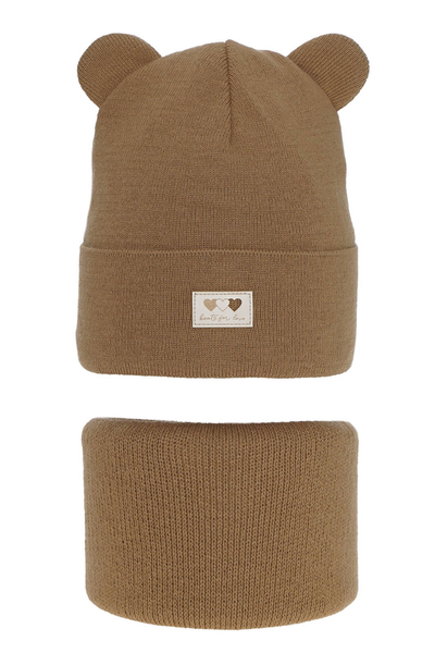 Girl's winter set: hat and tube scarf camel Xantia