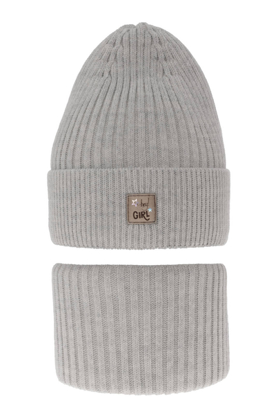 Girl's winter set: hat and tube scarf grey Georgina