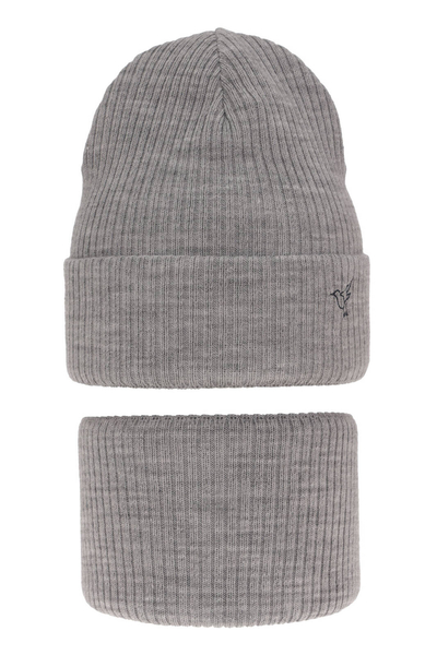 Girl's winter set: hat and tube scarf grey Rosetta