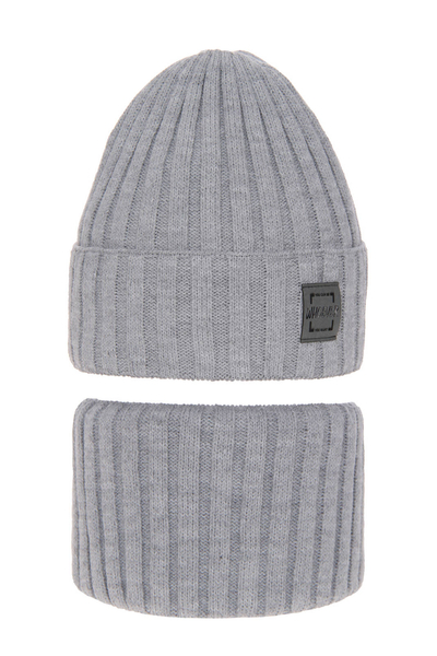 Girl's winter set: hat and tube scarf grey Sula