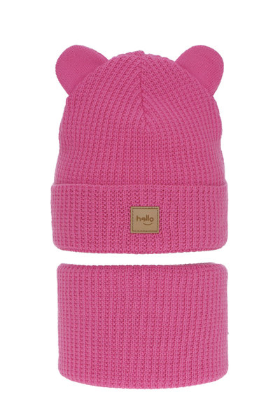 Girl's winter set: hat and tube scarf pink Harper