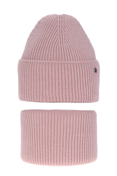 Girl's winter set: hat and tube scarf pink Korsyka