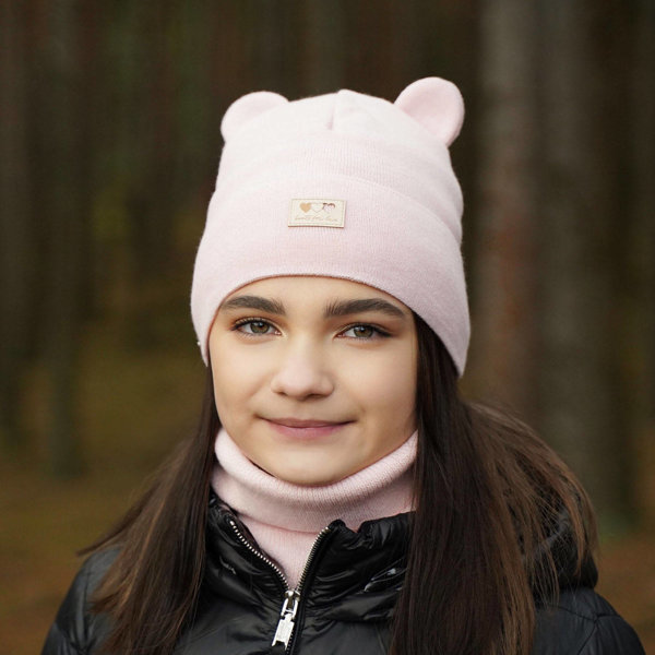 Girl's winter set: hat and tube scarf pink Xantia