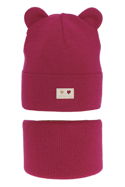 Girl's winter set: hat and tube scarf pink Xantia