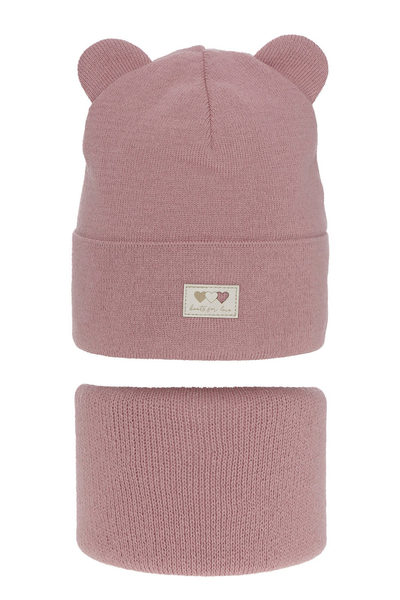 Girl's winter set: hat and tube scarf pink Xantia