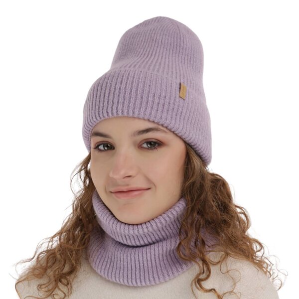 Girl's winter set: hat and tube scarf violet Edila