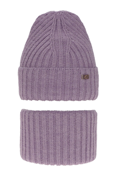 Girl's winter set: hat and tube scarf violet Valentine