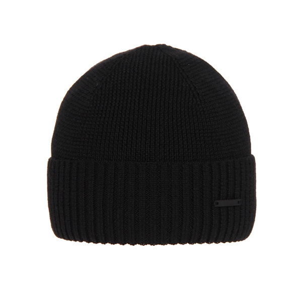 Men's black merino wool winter hat Henk