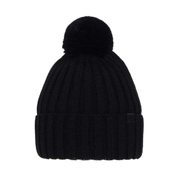 Men's black merino wool winter hat Korynt