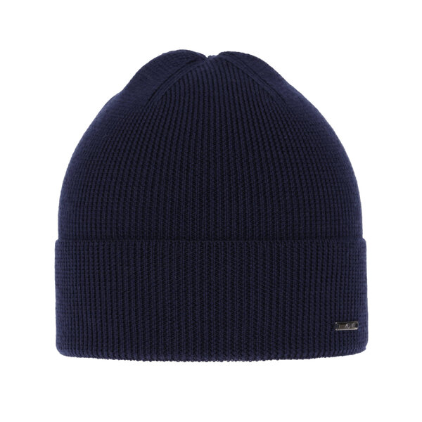 Men's spring and winter hat navy blue 100% extra fine merino wool Memfis