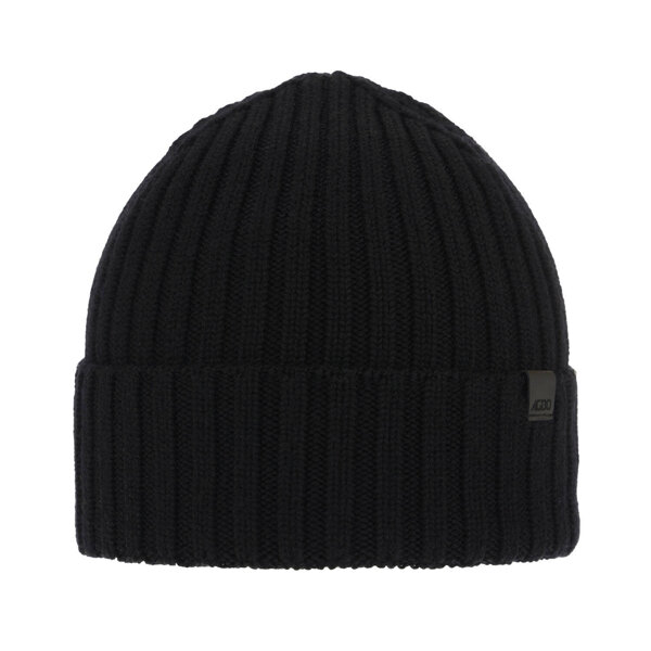 Men's winter hat black Nathan 100% Extra Fine Merino Wool