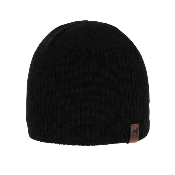 Men's winter hat black merino wool Bird