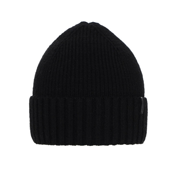 Men's winter hat black merino wool Nori