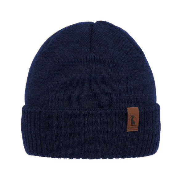 Men's winter hat navy blue merino wool Hogan