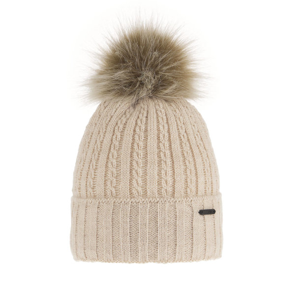 Woman's winter hat beige Karizma with pompom