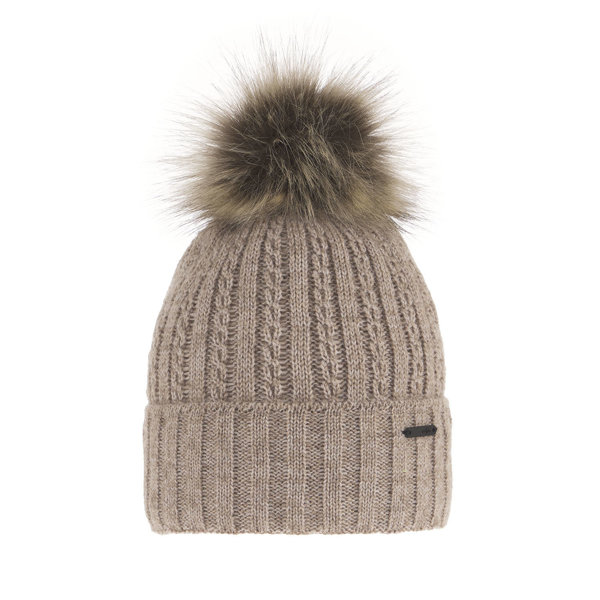 Woman's winter hat beige Karizma with pompom