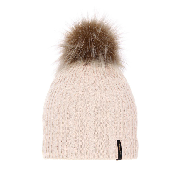 Woman's winter hat beige Xena with pompom