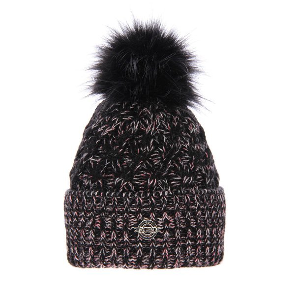 Woman's winter hat black Alis with pompom