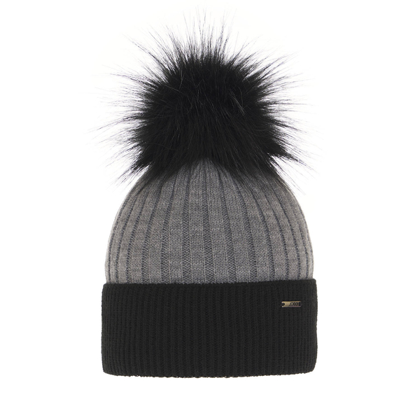 Woman's winter hat black Funda with pompom