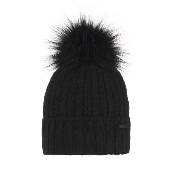 Woman's winter hat black Karizma with pompom