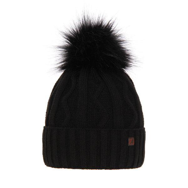 Woman's winter hat black Renika with pompom