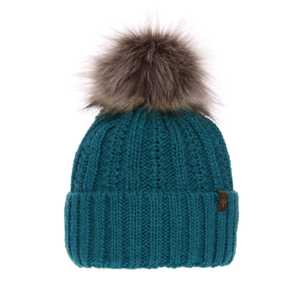 Woman's winter hat blue Rene with pompom