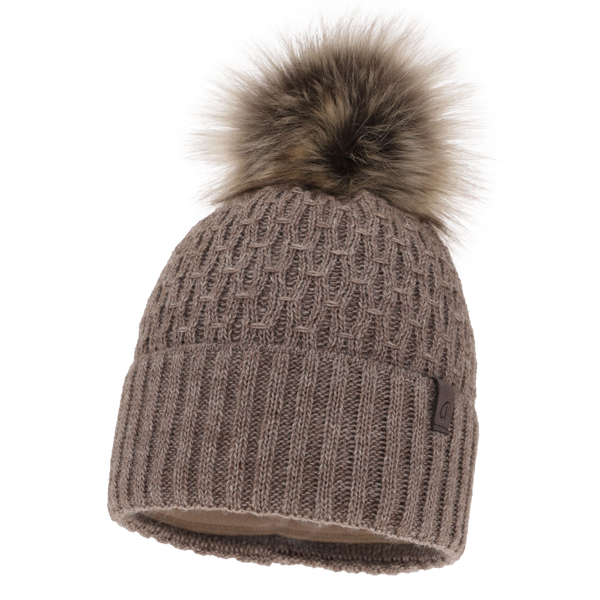 Woman's winter hat brown Gaba with pompom