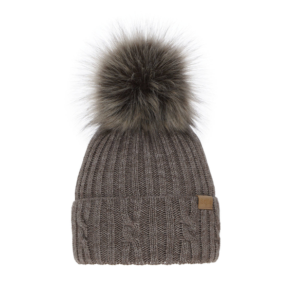 Woman's winter hat brown Lawina with pompom