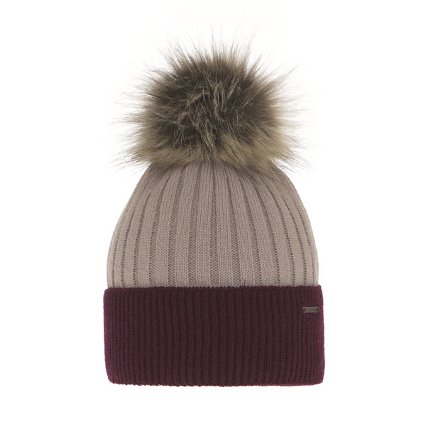 Woman's winter hat burgund Funda with pompom