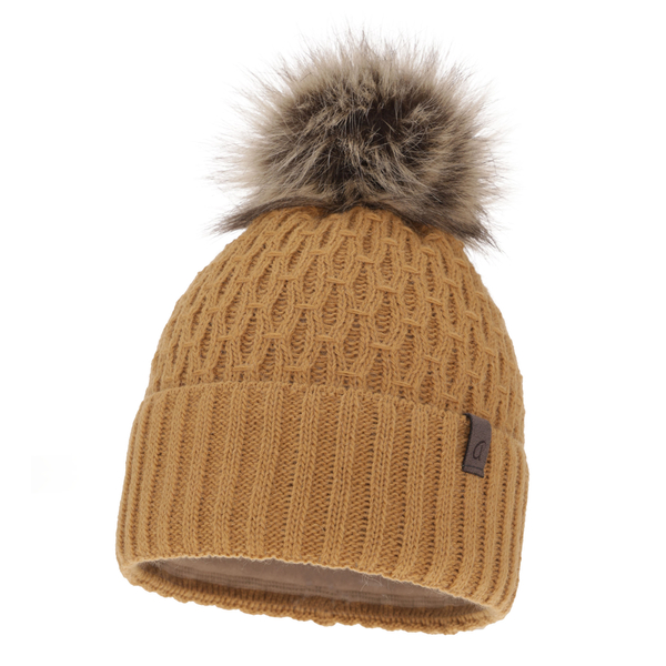 Woman's winter hat camel Gaba with pompom