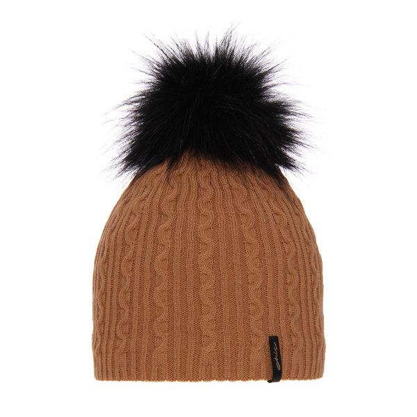 Woman's winter hat camel Xena with pompom