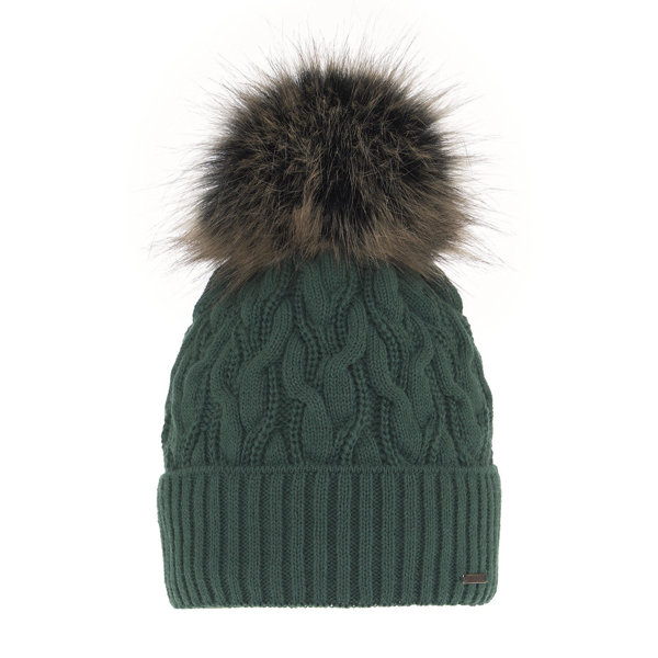 Woman's winter hat green Deva with pompom