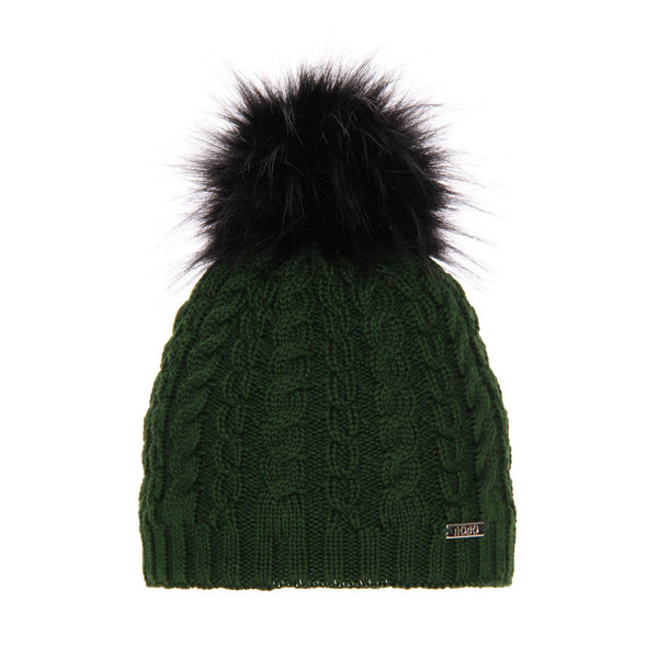 Woman's winter hat - green merino wool Satina