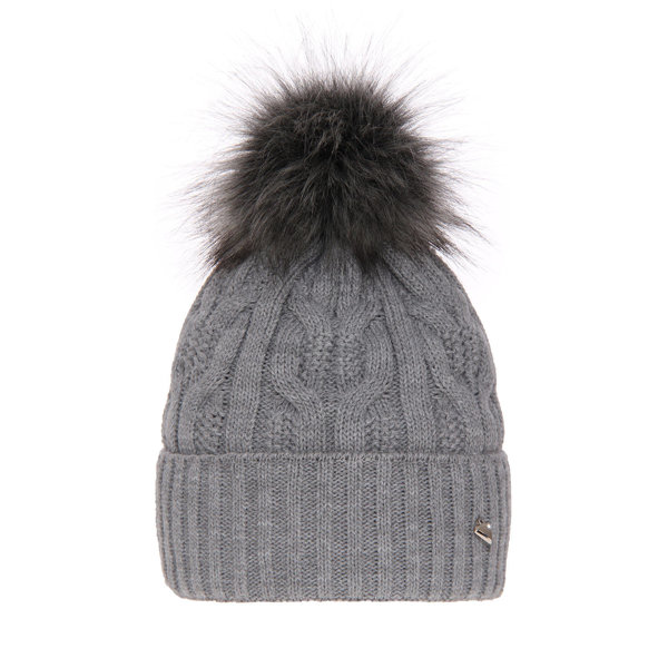 Woman's winter hat grey Laona with pompom