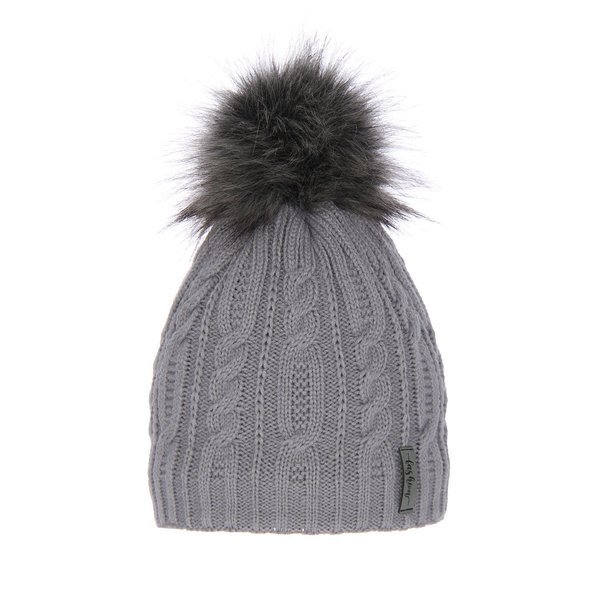 Woman's winter hat grey Mirka with pompom