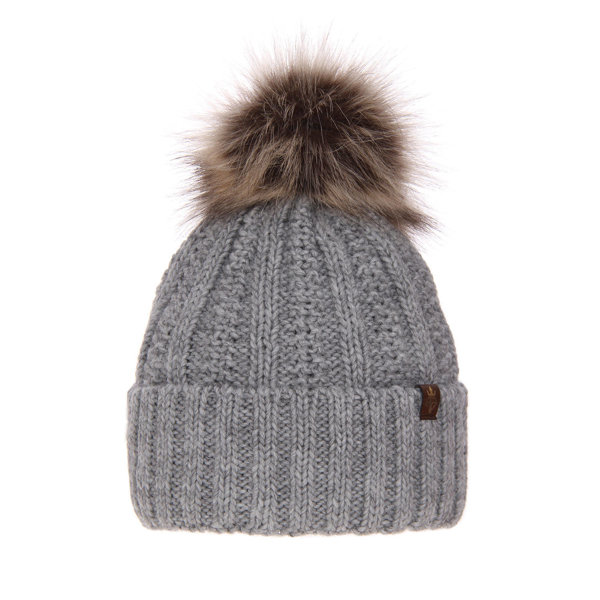 Woman's winter hat grey Rene with pompom