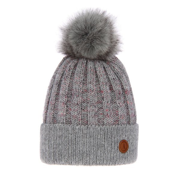 Woman's winter hat grey Vera with pompom