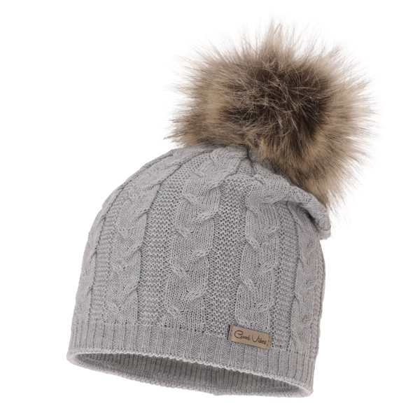 Woman's winter hat grey merino wool Bafi