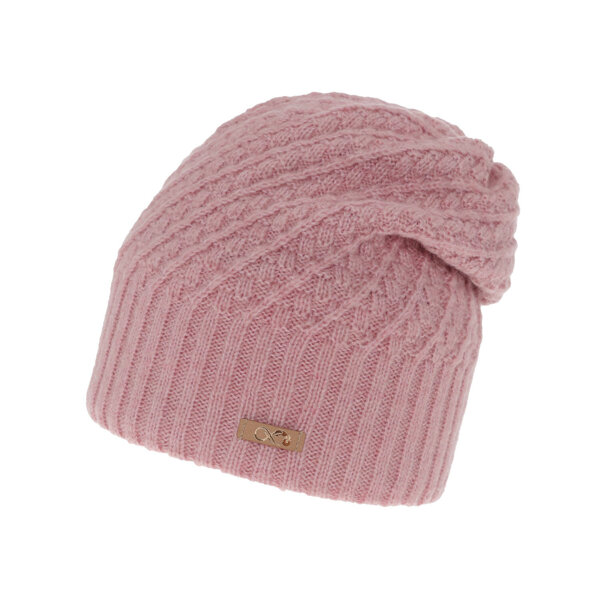 Woman's winter hat made of pink merino wool Misha